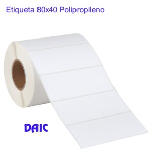 Etiqueta 80x40 en  Polipropileno Blanco