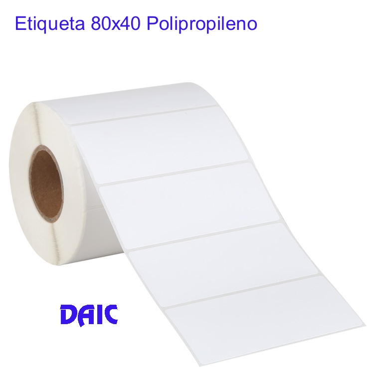Etiqueta 80x40 en Polipropileno Blanco